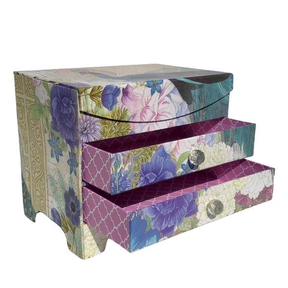 Peacock Jewelry Dresser Organizer Box with Mirror - Picture 3 of 7